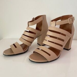Givenchy Beige Leather Gladiator Block Heel Ankle Strap Sandals